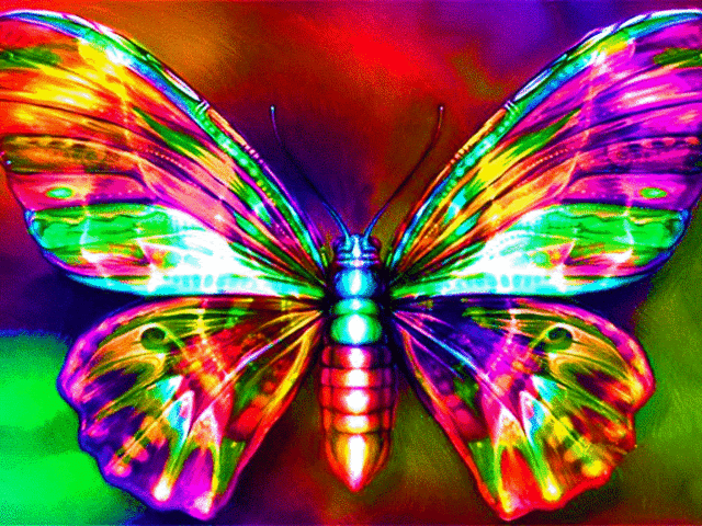 Neon Rainbow Butterfly gif by POPSmaroon | Photobucket